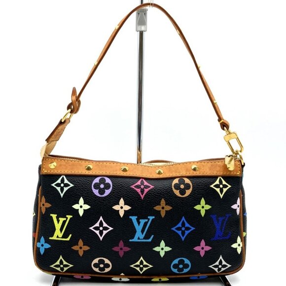 Louis Vuitton Monogram Multicolor Murakami Pochette Pouch Bag Accessories Black - Picture 3 of 10